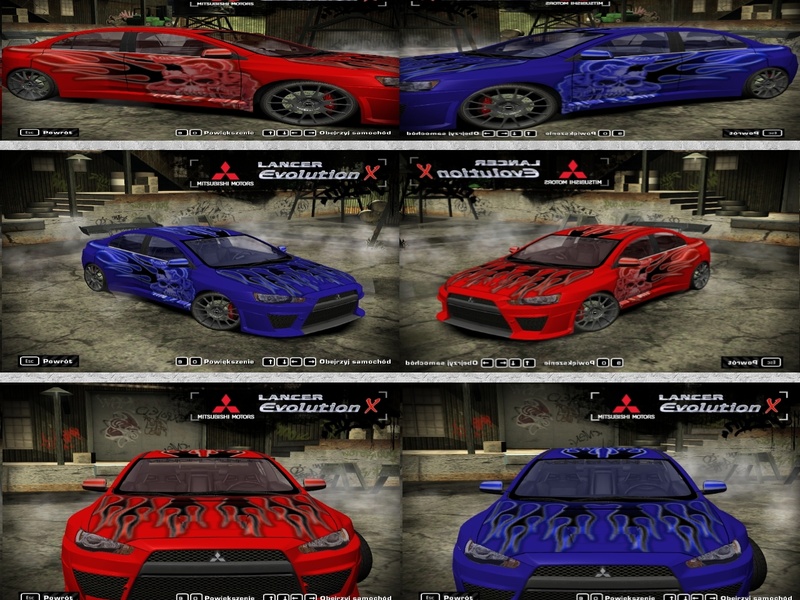 Mitsubishi Lancer Evolution X Flame Skull Blue&Red