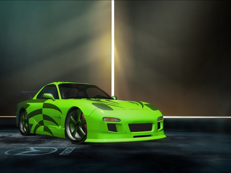 my mazda rx-7 with tribal body vinyl #1 from nfs most wanted (recreated in the DLC)