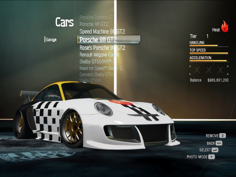 my other speed machine porsche 911 gt2  with "pro cup" vinyl from nfs high stakes