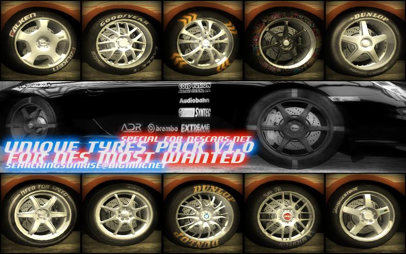 Need For Speed Most Wanted UNIQUE TYRES PACK v1.0 for NFS MOST WANTED