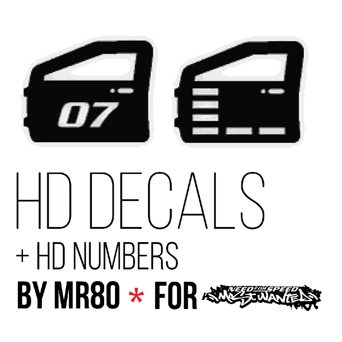 Need For Speed Most Wanted NFSMW HD Decals & Numbers [by MR80]