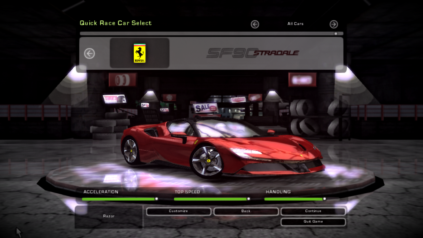 Need For Speed Underground 2 Ferrari SF90 Stradale