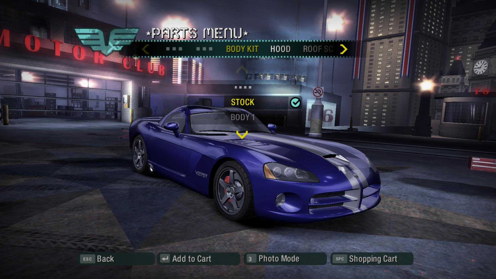 Need For Speed Carbon Dodge Viper SRT10 Added Kits