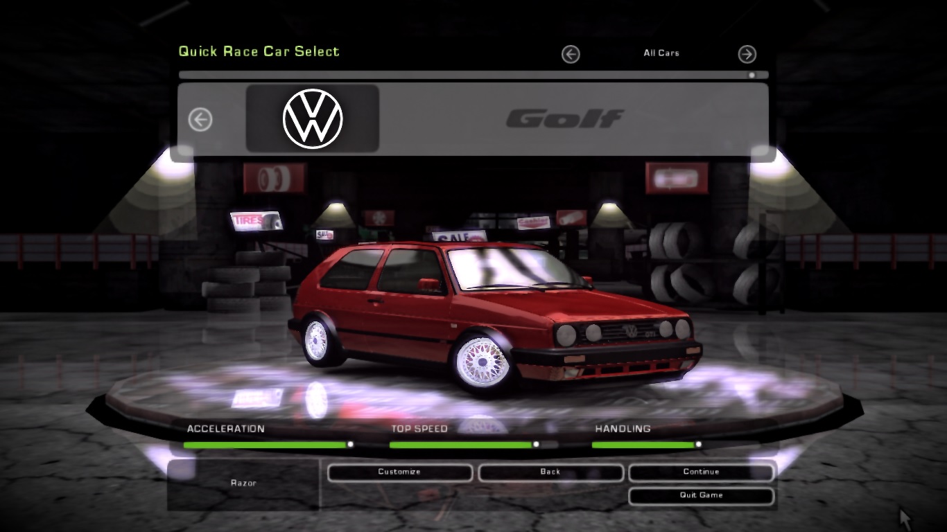 Need For Speed Underground 2 Volkswagen Golf mk II GTI