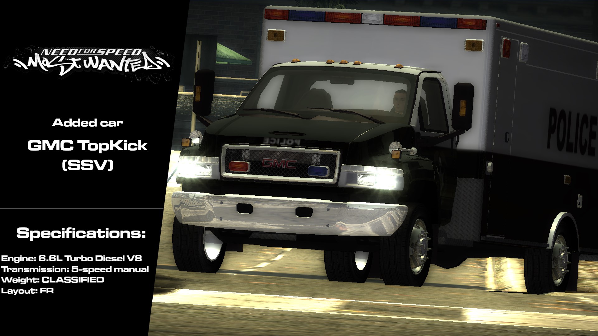 Need For Speed Most Wanted GMC TopKick (SSV) (Addon)