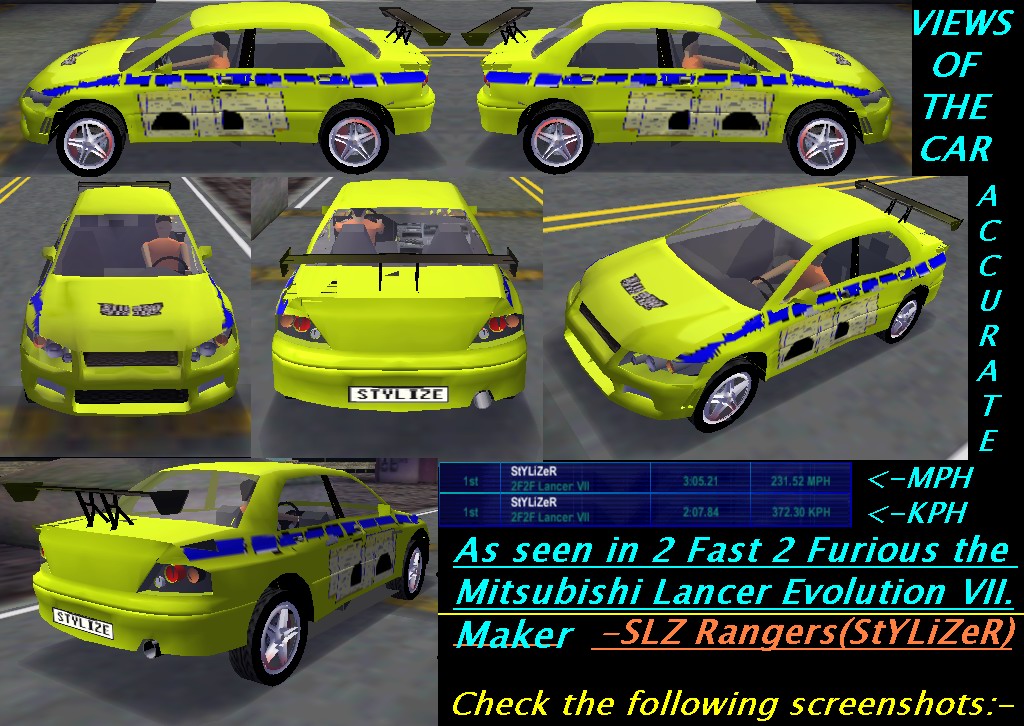 Need For Speed High Stakes Mitsubishi Lancer Evolution VII - 2 Fast 2 Furious !ORIGINAL!