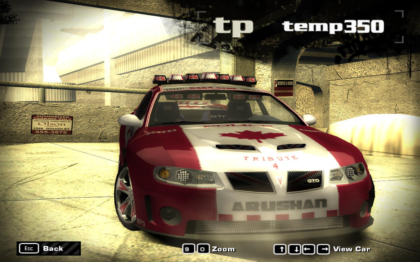 Need For Speed Most Wanted Pontiac GTO IMPERIAL CANADIAN PATROL