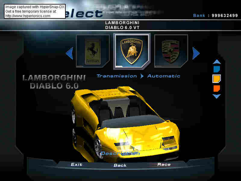 Need For Speed Hot Pursuit 2 Lamborghini diablo cabriolet