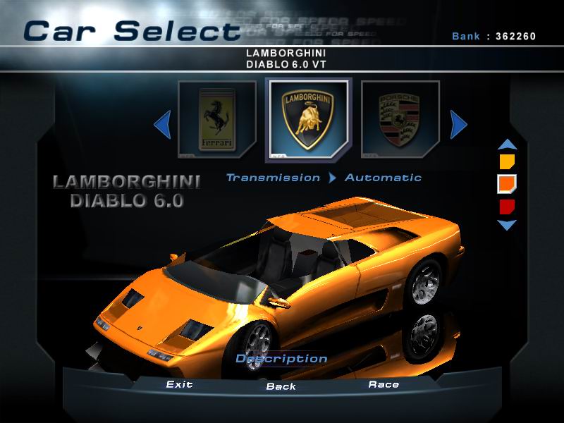 Need For Speed Hot Pursuit 2 Lamborghini Diablo VT Cabrio