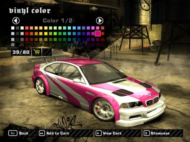 Need For Speed Most Wanted BMWM3GTR Vinyl with all Colours