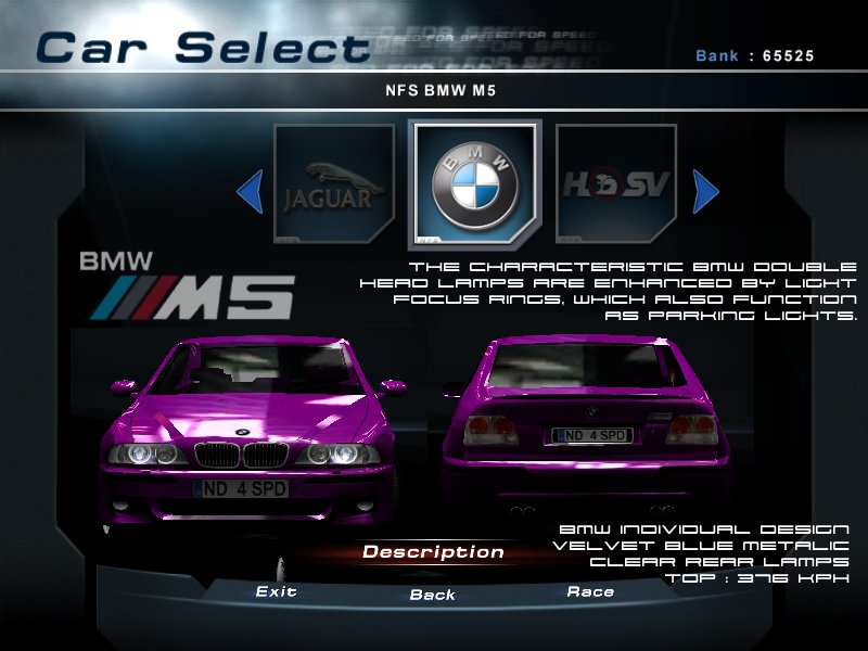 Need For Speed Hot Pursuit 2 BMW NFS M5 - Individual design