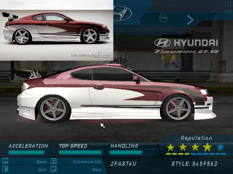 Need For Speed Underground Hyundai Tiburon Crimson Ace