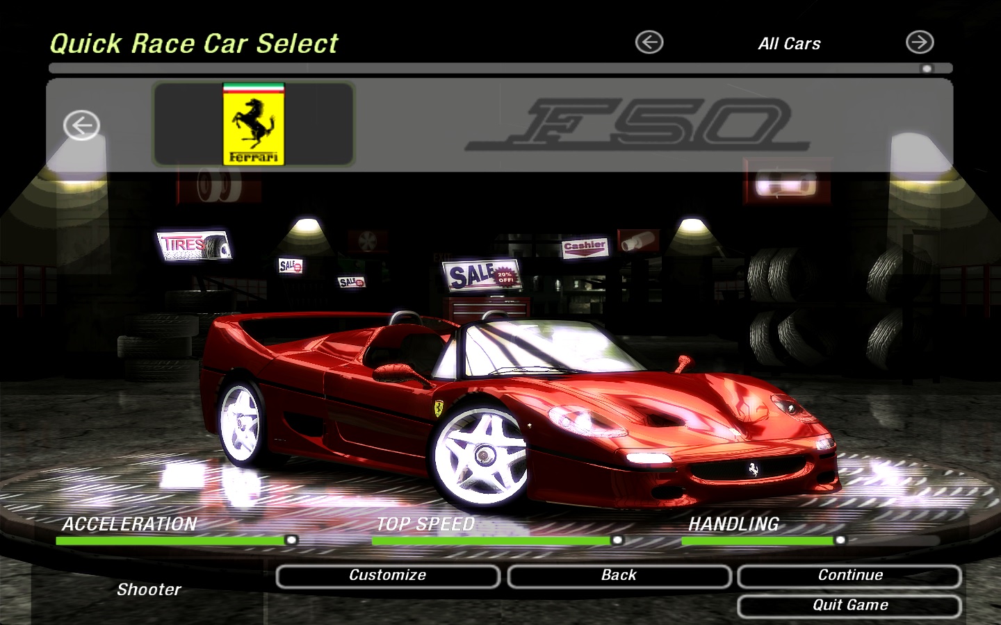Need For Speed Underground 2 Ferrari F50 Spider