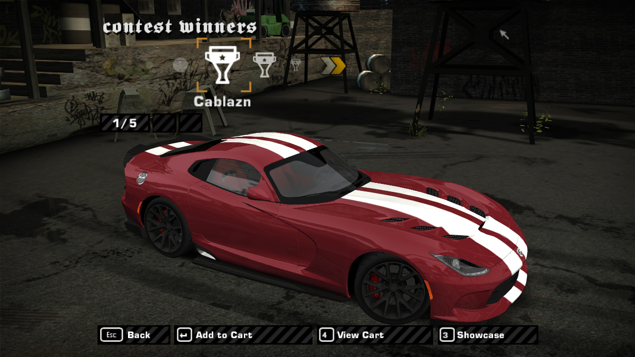 Need For Speed Most Wanted Dodge SRT Viper GTS Official Colour with Stripes