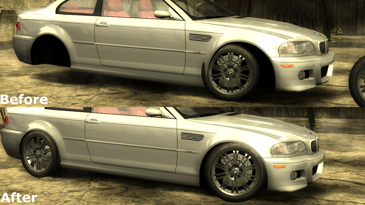 Need For Speed Most Wanted BMW M3 E46 Wheel Position Fix