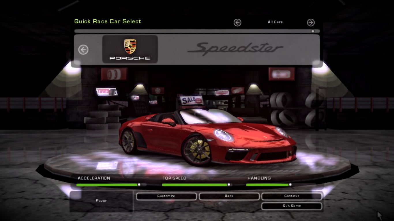 Need For Speed Underground 2 Porsche 911 (991-2) Speedster