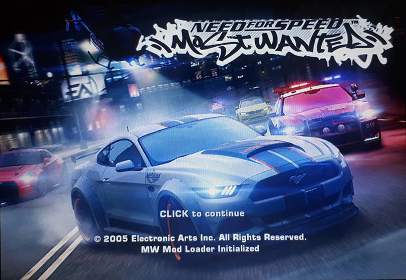 Need For Speed Most Wanted New Mustang Chasing Boot Screen