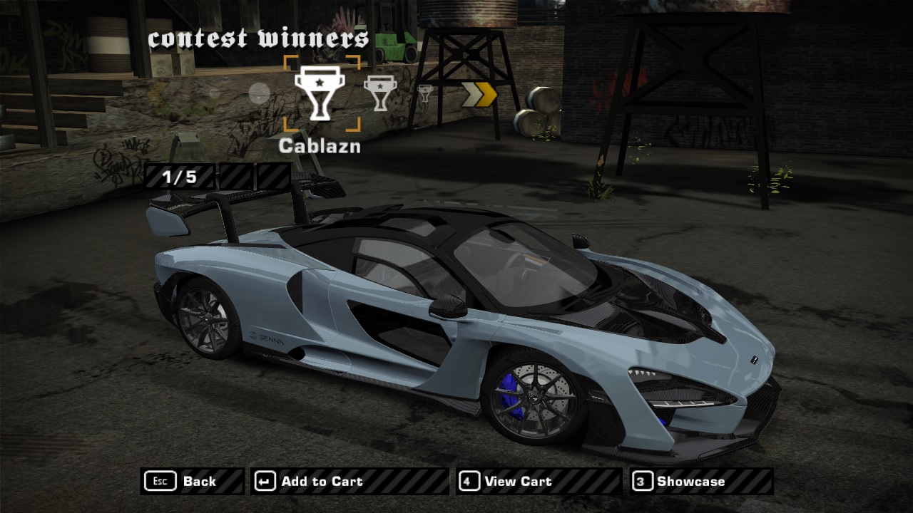 Need For Speed Most Wanted McLaren Senna Official Colours w/ New Aeroblades Colours and Black Rims