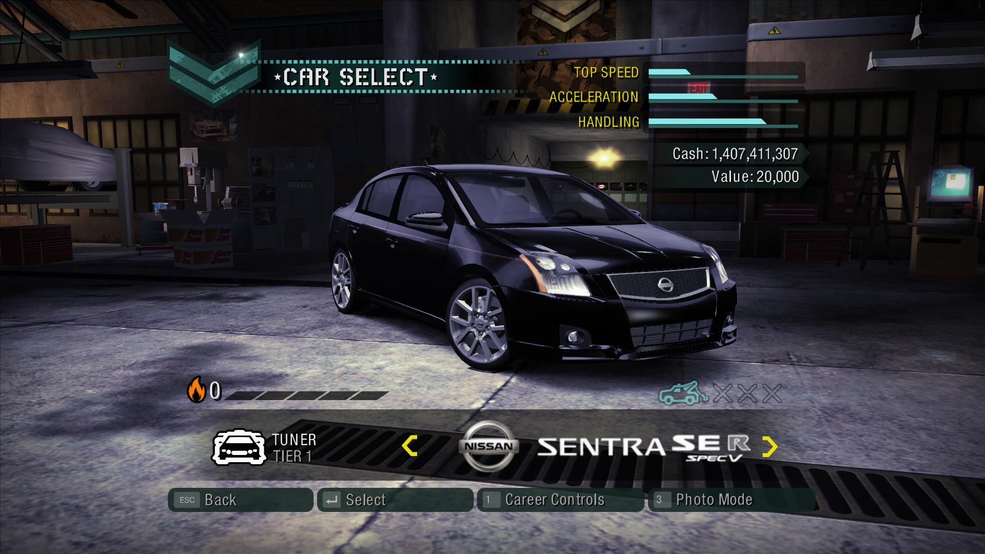 Need For Speed Carbon Correct secondary logo for 2007 Nissan Sentra SE-R