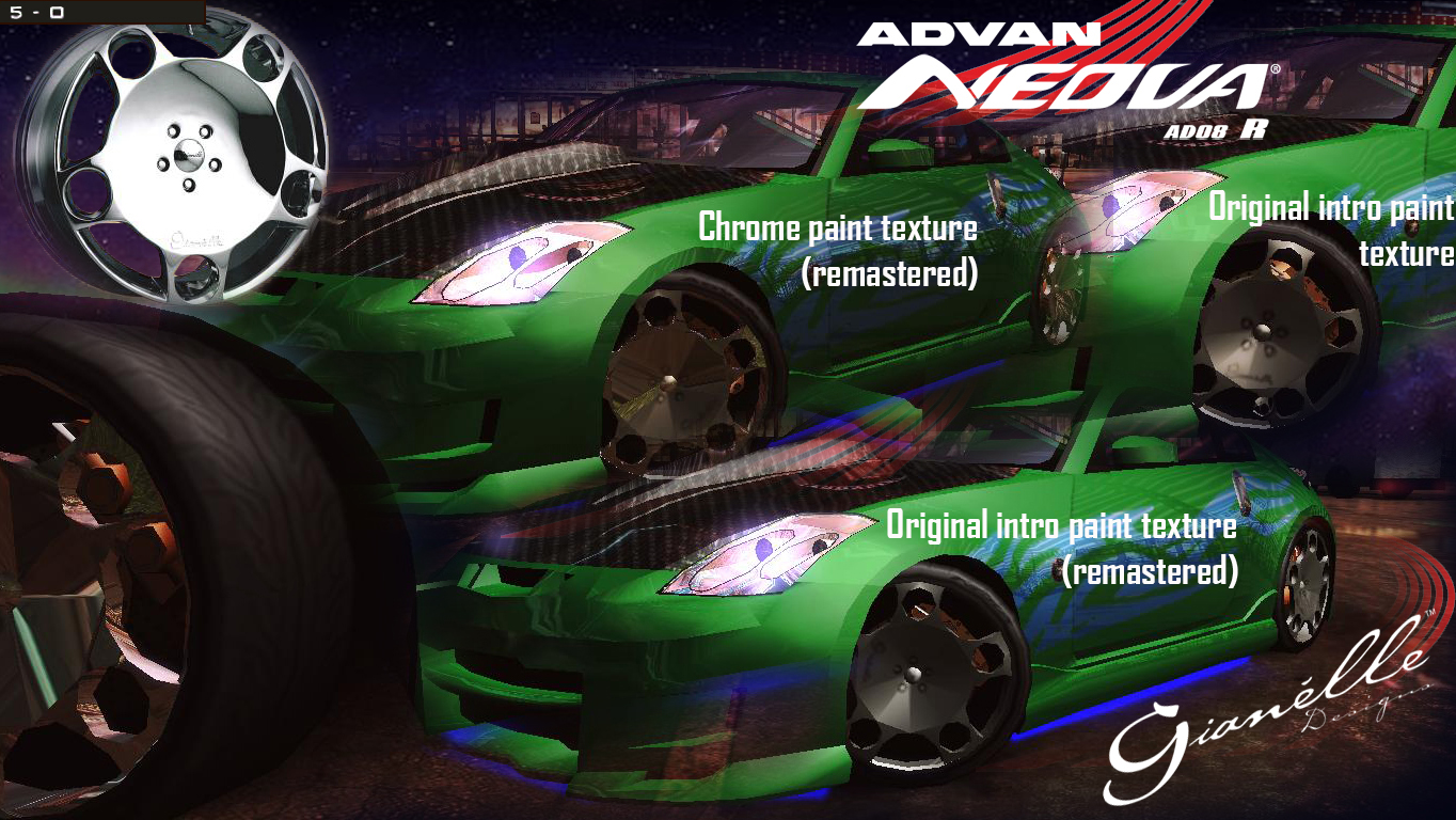 Need For Speed Underground 2 Gianelle_5-O_Rims_with_ADVAN_Neova_tyres_Texture_Remastered