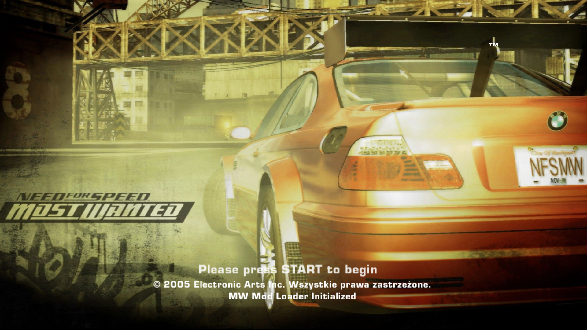 Need For Speed Most Wanted Start Screen NFS MW (TexMod)