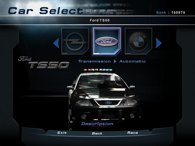 Need For Speed Hot Pursuit 2  Ford TS50 Cop wVertex Lightbar