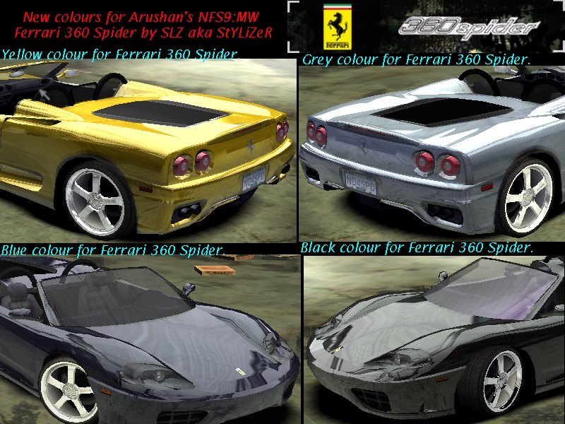 Need For Speed Most Wanted Ferrari 360 Spider - 4 New colours