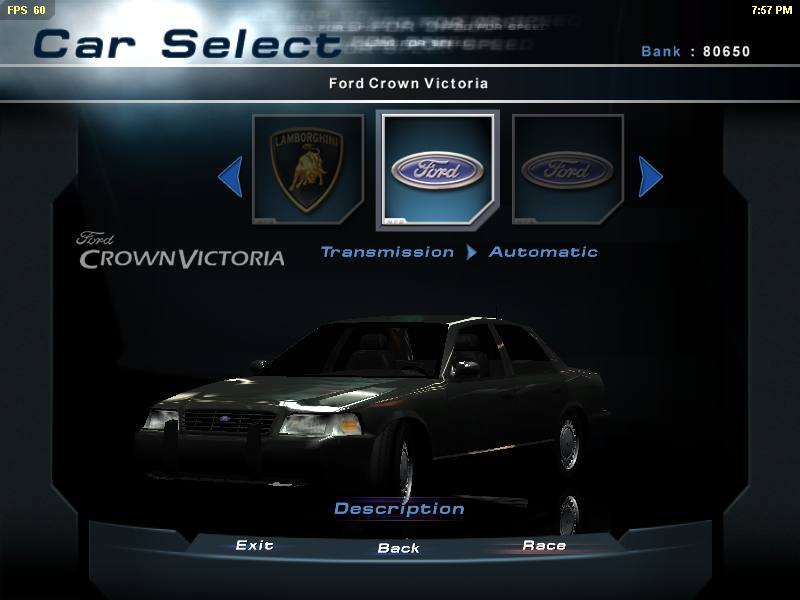 Need For Speed Hot Pursuit 2 Ford Dark Unmarked Crown Victoria