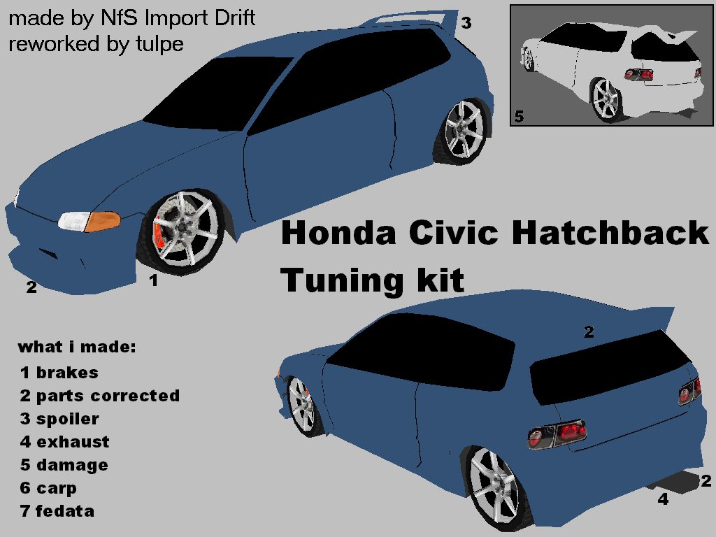 Need For Speed High Stakes Honda Civic Hatchback Tuning kit v3.0
