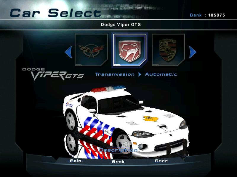 Need For Speed Hot Pursuit 2 Dodge Viper GTS Dutch Cop