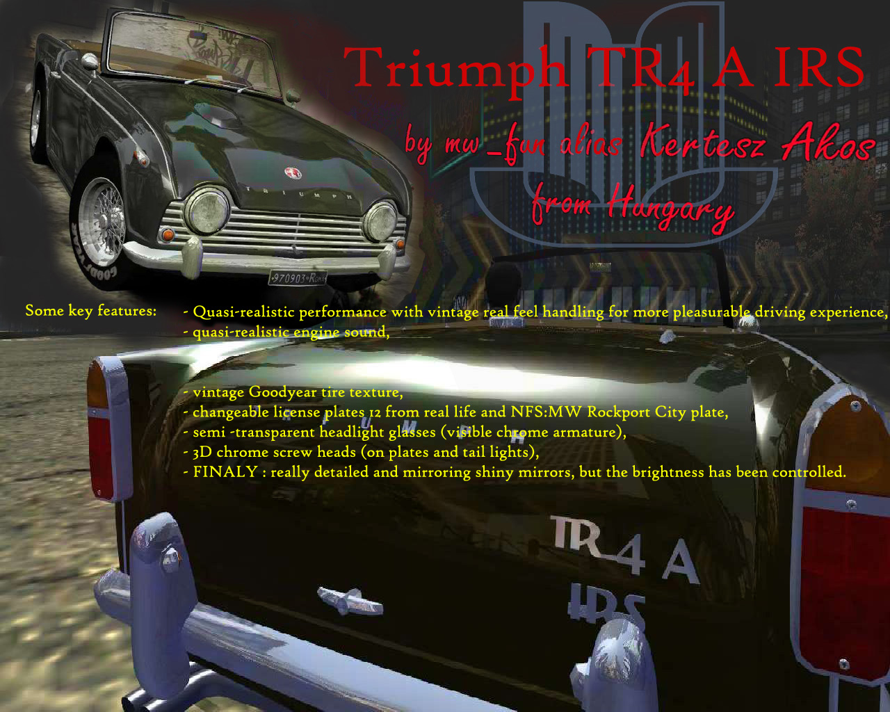 Need For Speed Most Wanted Triumph TR4 A IRS