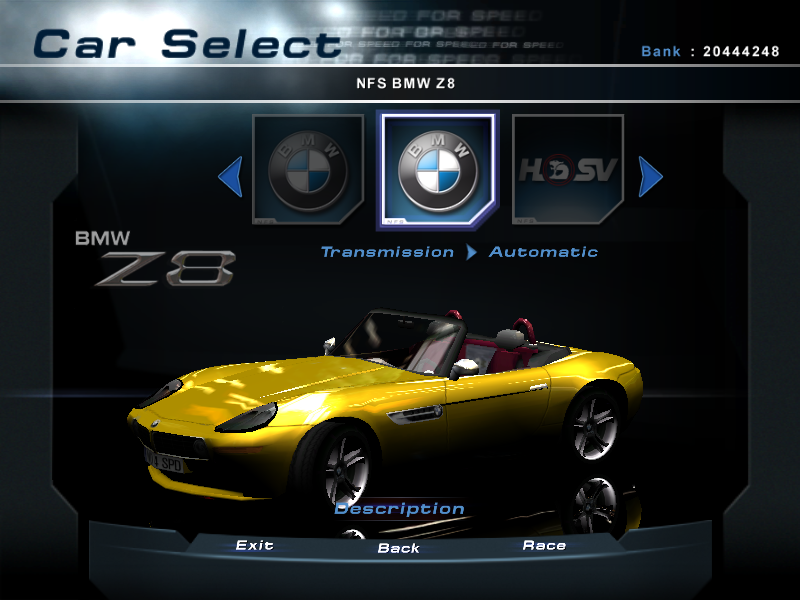 Need For Speed Hot Pursuit 2 BMW Z8 NFS Edition